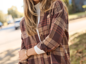 Autumn Brown Plaid Flannel Top