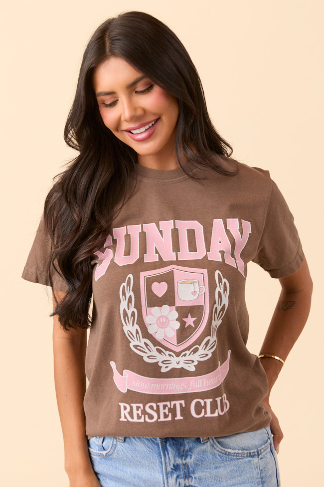 Sunday Reset Club Brown Graphic Tee