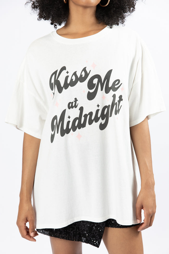 Kiss Me At Midnight Off White Oversized Graphic Tee - Image 3