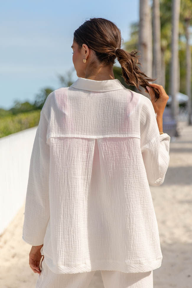 Warmer Weather Ivory Gauze Button Down Top FINAL SALE - Image 7