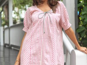 Set Free Pink Striped Panel Mini Dress FINAL SALE