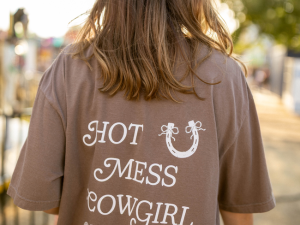 Hot Mess Cowgirl Club Brown Graphic Tee