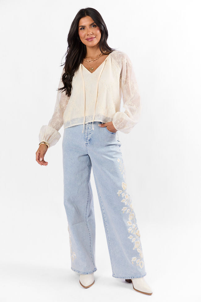 Face The Music Cream Embroidered Blouse FINAL SALE - Image 2