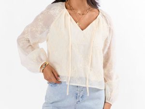 Face The Music Cream Embroidered Blouse FINAL SALE