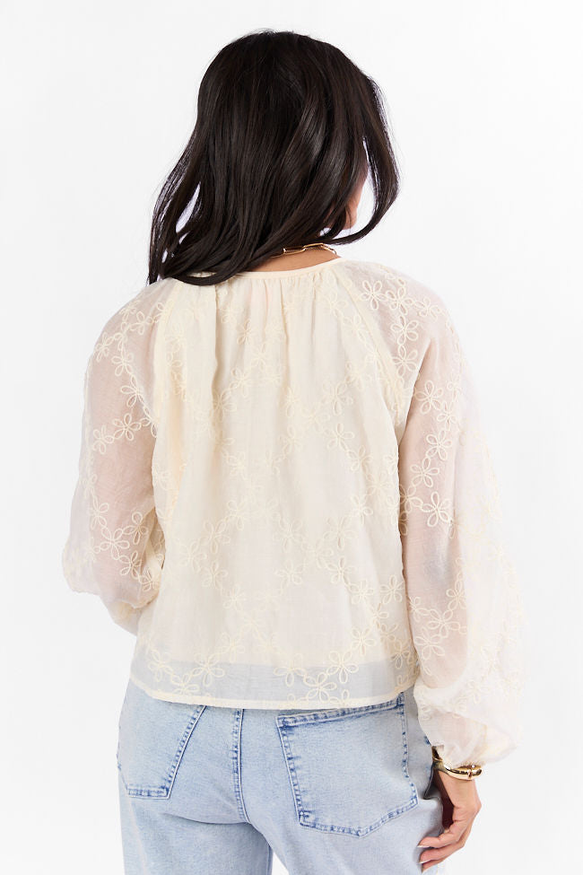 Face The Music Cream Embroidered Blouse FINAL SALE - Image 5
