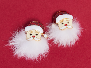 Fuzzy Santa Earrings