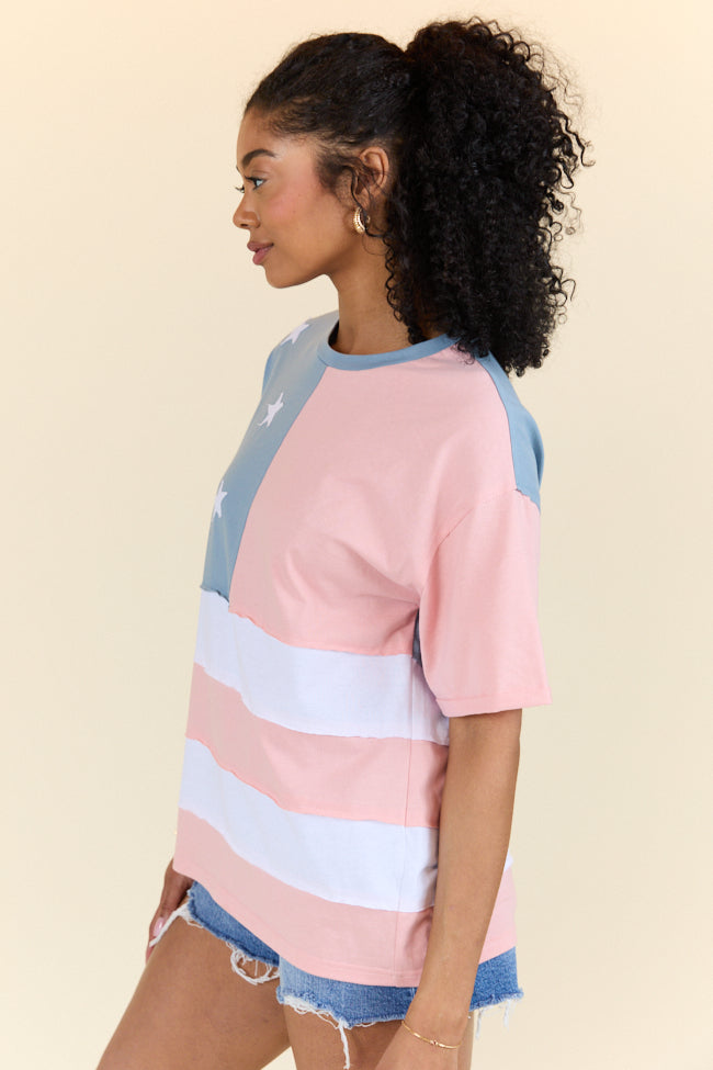 Born To Be Free Oversized American Flag Tee FINAL SALE - Image 4