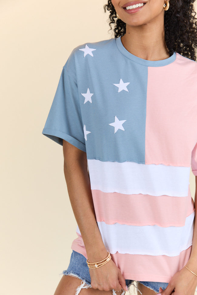 Born To Be Free Oversized American Flag Tee FINAL SALE - Image 2