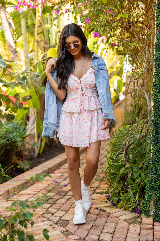 What It Takes Pink Multi Floral Ruffle Tank and Skirt Set FINAL SALE - Image 3