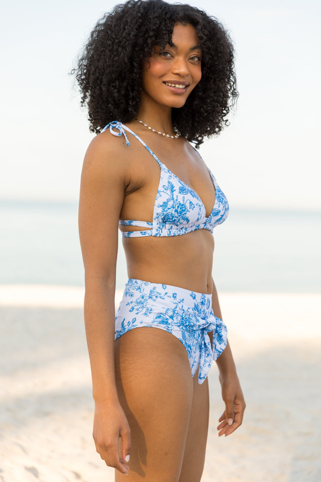 Marina Mood Blue and Ivory Vintage Floral Print Bikini Top FINAL SALE - Image 5