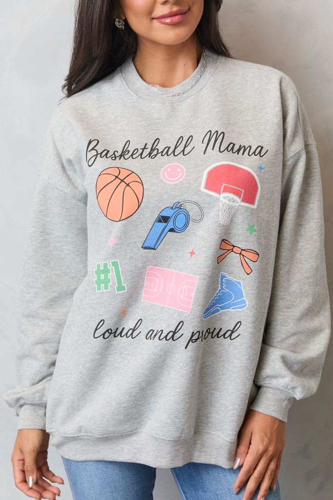Basketball Mama Icons Light Grey Graphic Sweatshirt - Image 2