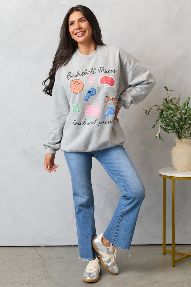 Basketball Mama Icons Light Grey Graphic Sweatshirt - Image 3