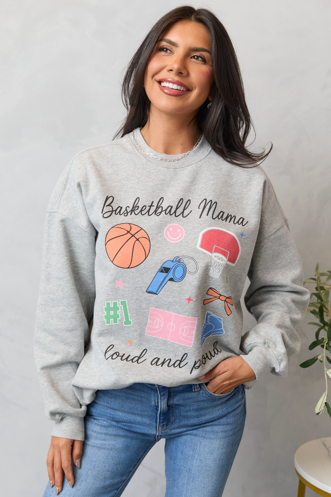 Basketball Mama Icons Light Grey Graphic Sweatshirt