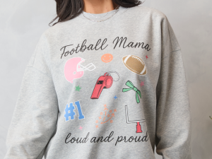 Football Mama Icons Light Grey Graphic Sweatshirt