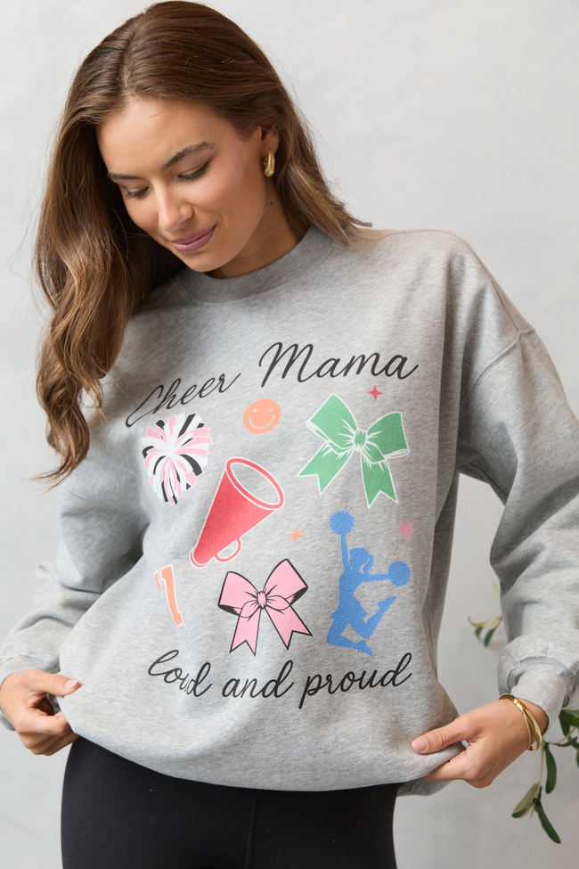 Cheer Mama Icons Light Grey Graphic Sweatshirt