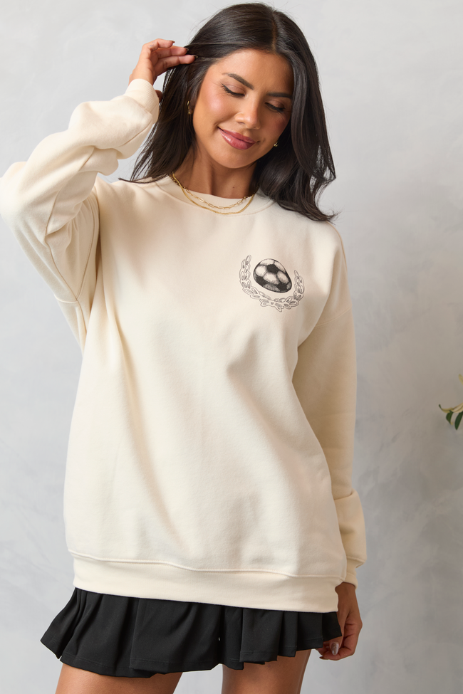 Meet Me In The Bleachers Soccer Cream Sweatshirt - Image 4