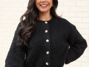 Taye Black Chunky Boucle Cardigan FINAL SALE
