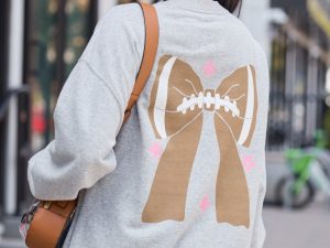 Football Bow Light Grey Graphic Sweatshirt