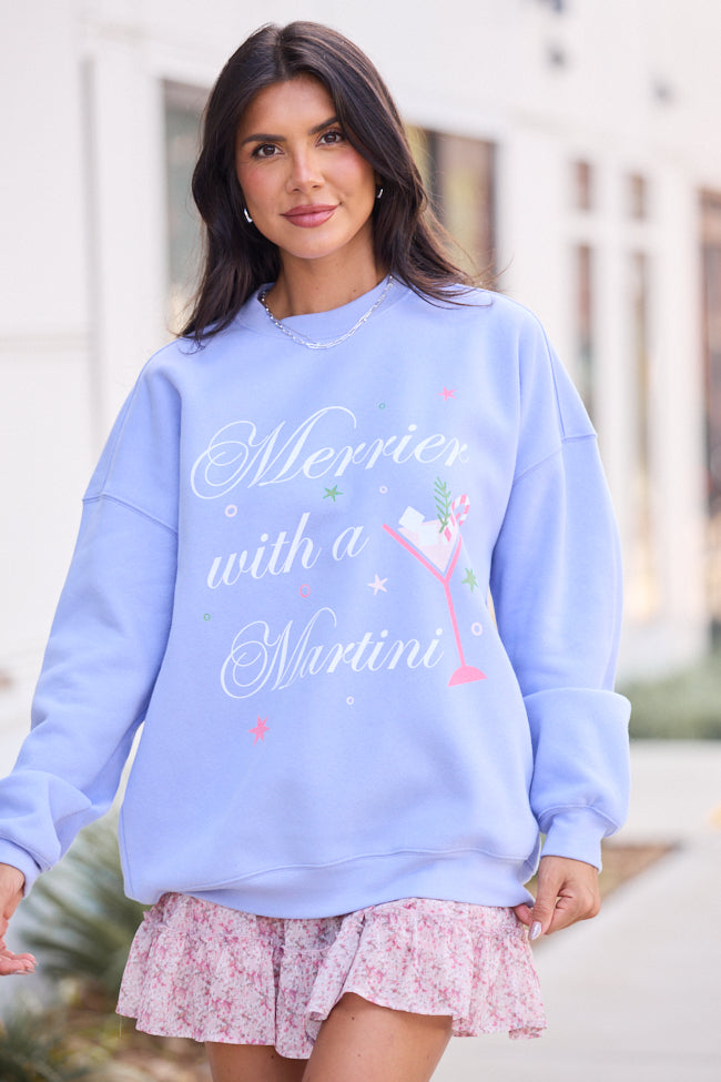 Merrier With A Martini Periwinkle Graphic Sweatshirt - Image 3