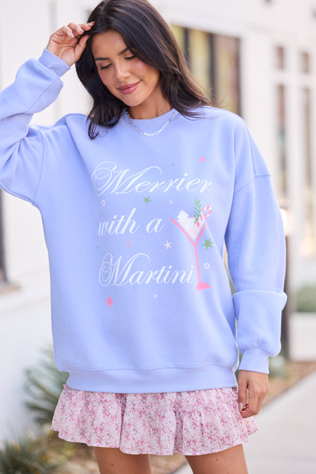 Merrier With A Martini Periwinkle Graphic Sweatshirt