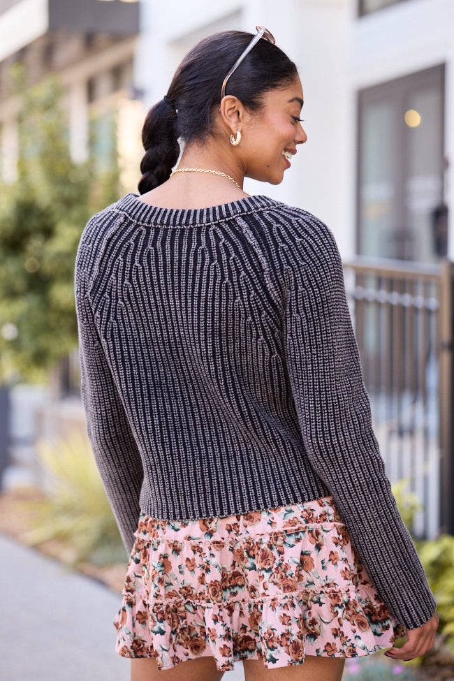 Livvy Long Sleeve Washed Black Cardigan - Image 5