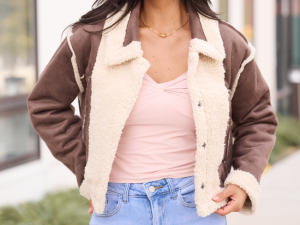 Orion Brown Reversible Faux Suede Jacket