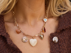 Casey Jo Gold Multi Heart Charm Necklace