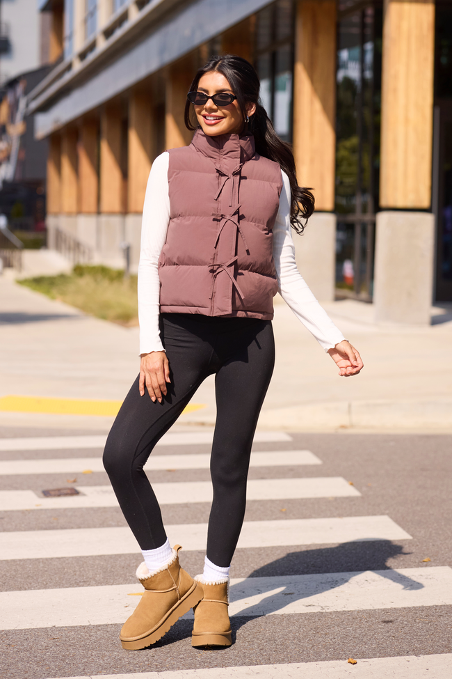 Liberty Brown Bow Puffer Vest - Image 2