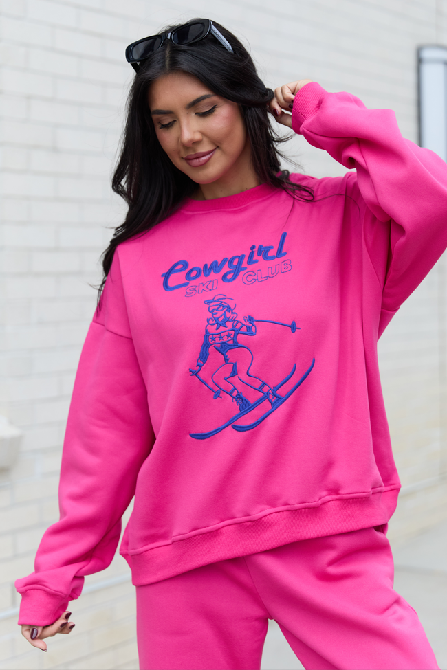 Cowgirl Ski Club Pink Sweatshirt