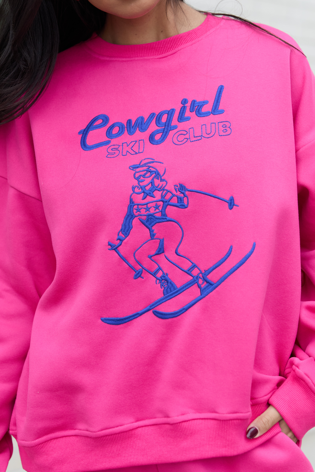 Cowgirl Ski Club Pink Sweatshirt - Image 5