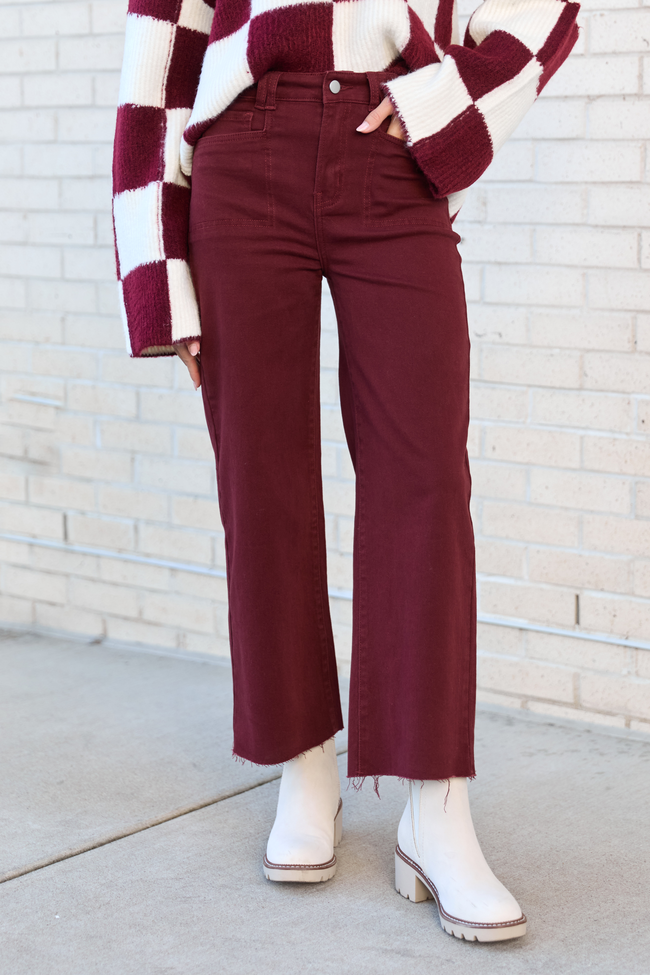 My Favorite Burgundy Wide Leg Jeans