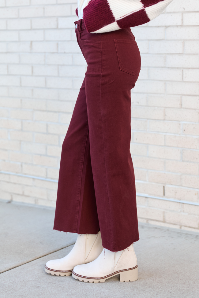 My Favorite Burgundy Wide Leg Jeans - Image 3