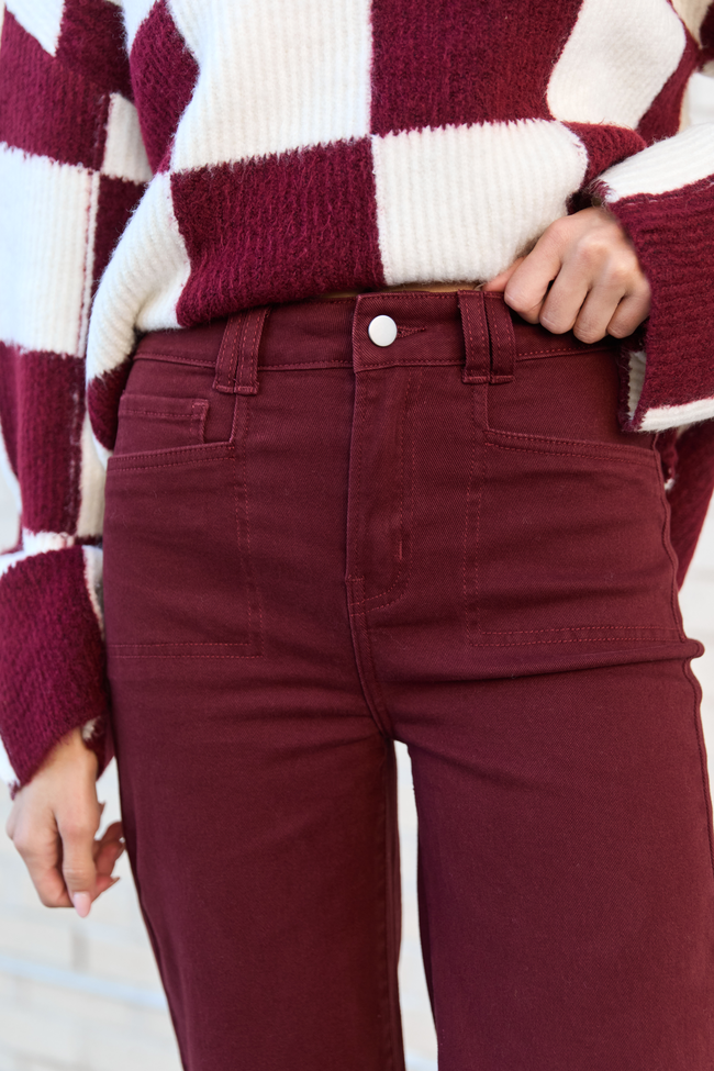 My Favorite Burgundy Wide Leg Jeans - Image 5