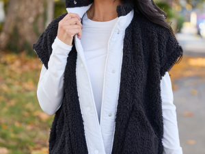 Clo Black Sherpa Oversized Vest