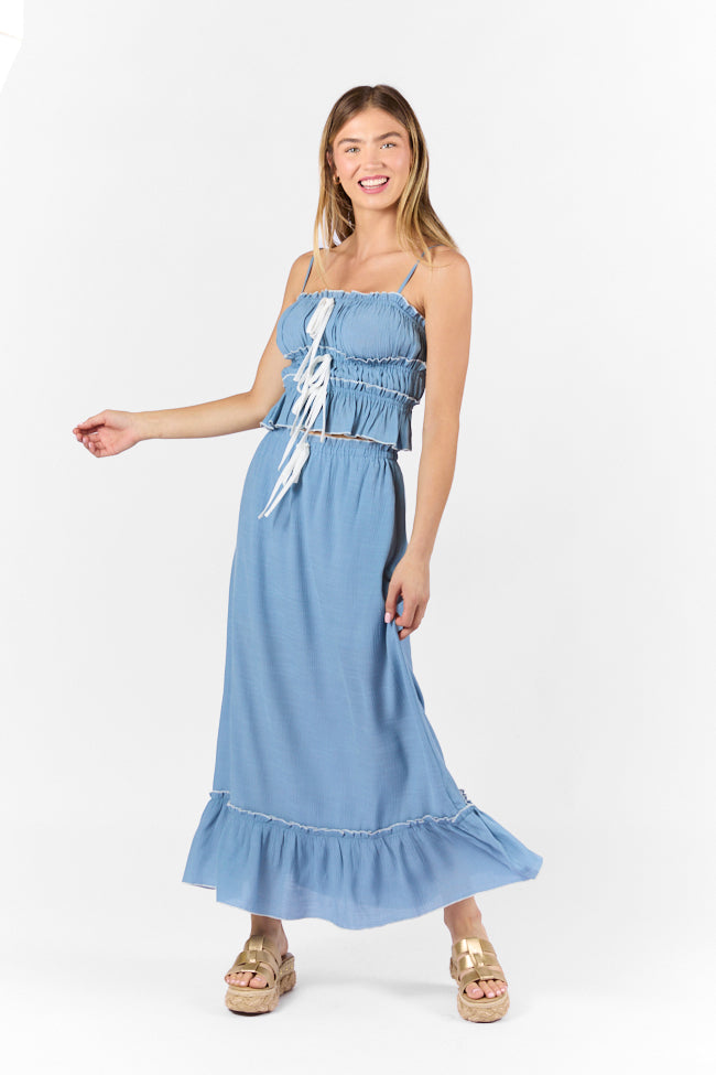 Life Made Easy Navy Bow Detail Tank and Midi Skirt Set FINAL SALE - Image 3