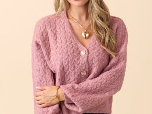 Heather Pink V-Neck Cardigan