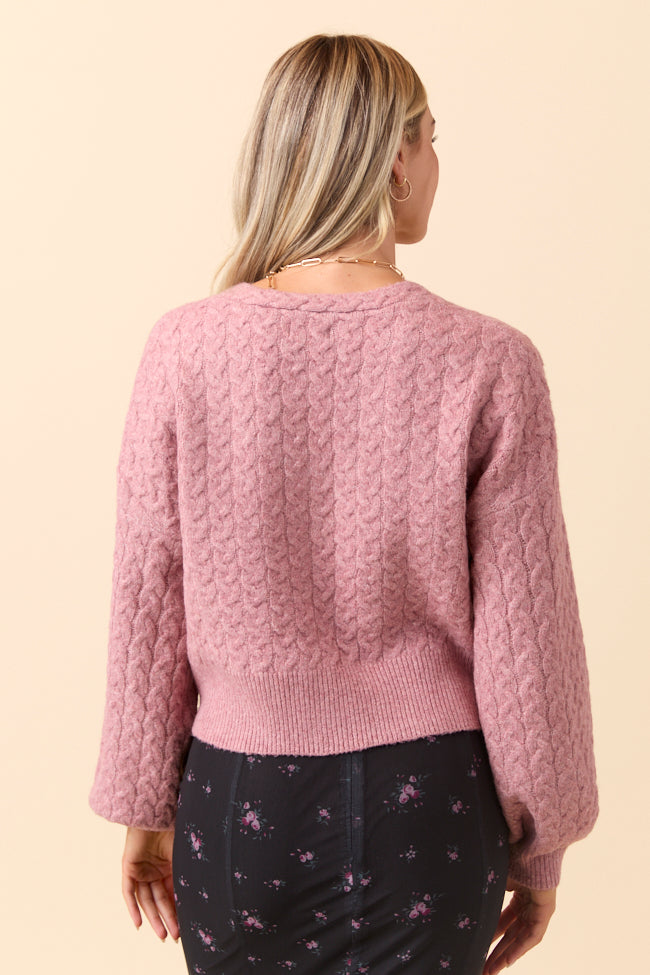 Heather Pink V-Neck Cardigan - Image 6