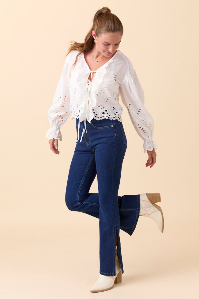 My Favorite Dark Blue Slit Hem Jeans - Image 2