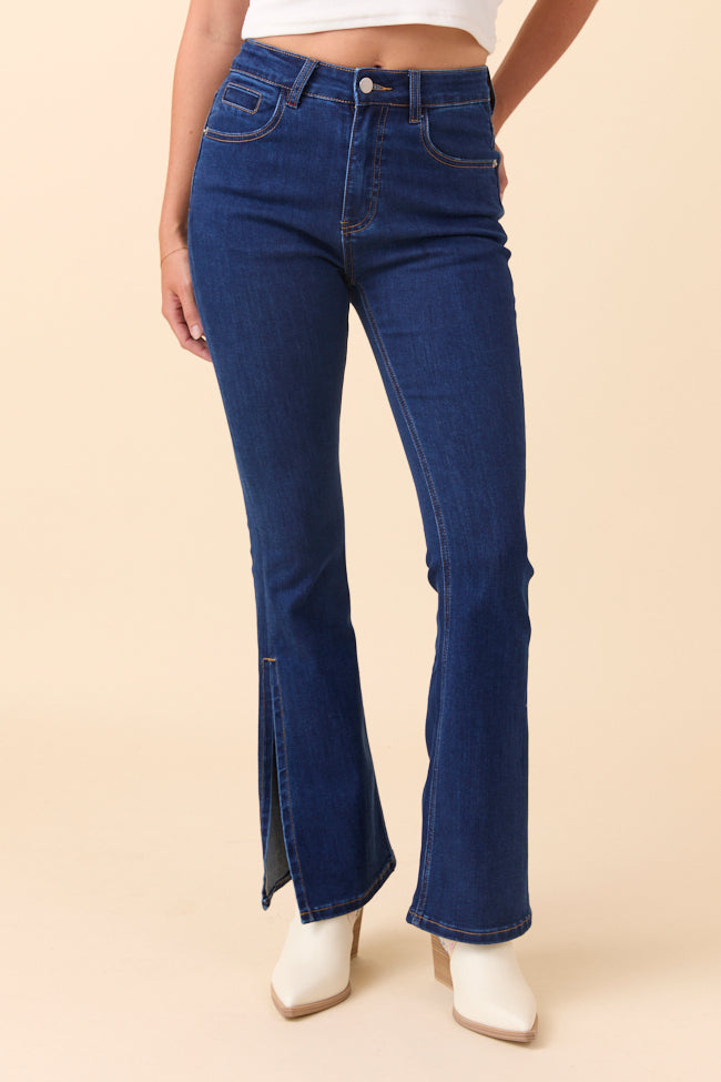 My Favorite Dark Blue Slit Hem Jeans - Image 3