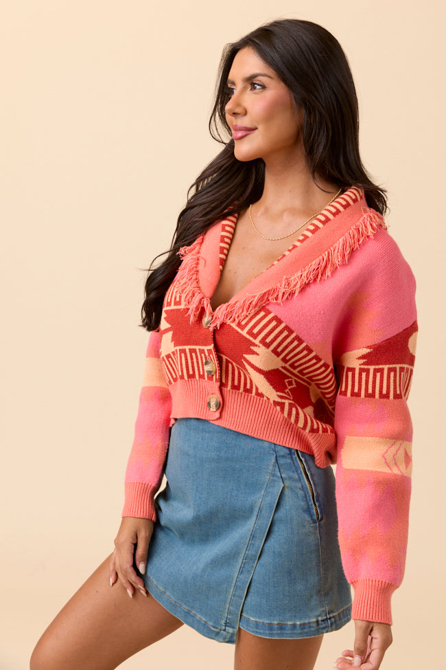 Zendaya Pink Fringe Print Cardigan FINAL SALE - Image 5