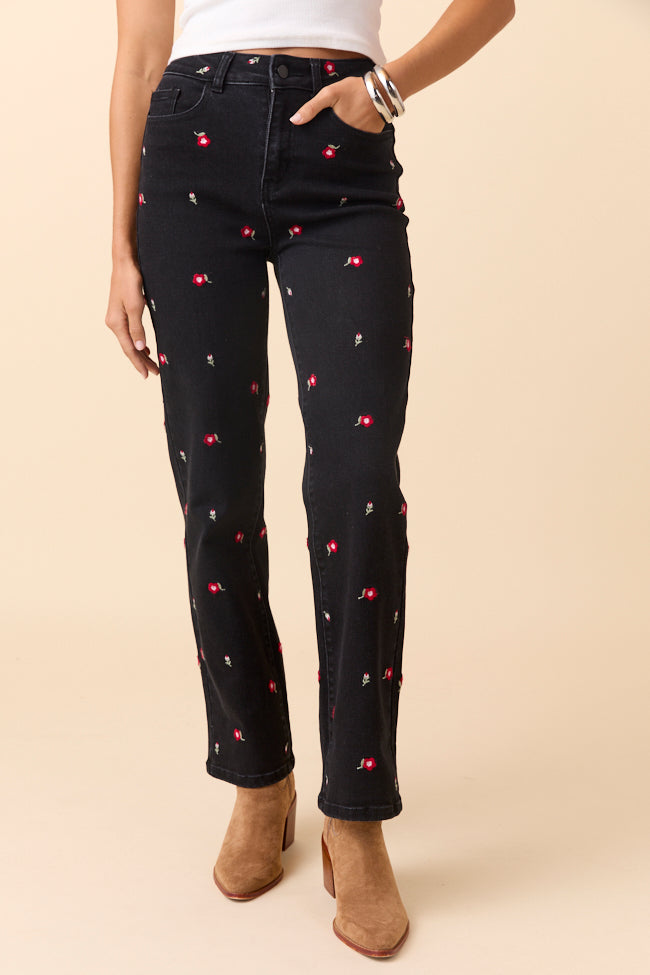 The Piper Embroidered Straight Leg Jeans