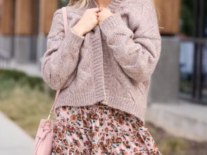 Poppy Brown Cable Knit Cardigan
