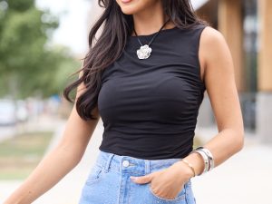 Yvonne Black Draped Cowl Tank
