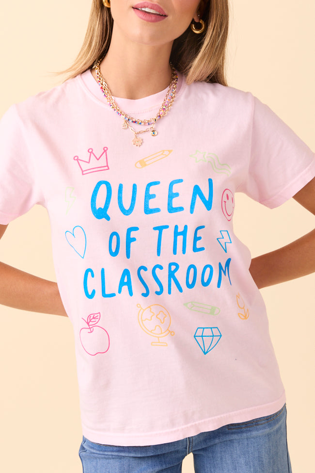 Queen Of The Classroom Light Pink Graphic Tee - Image 2