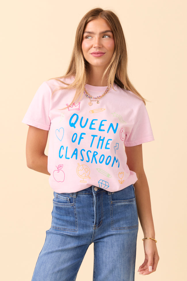 Queen Of The Classroom Light Pink Graphic Tee