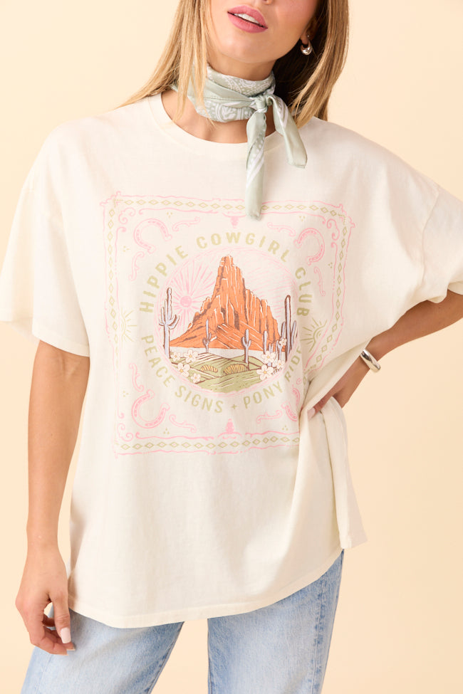 Hippie Cowgirl Club Off White Oversized Graphic Tee - Image 6