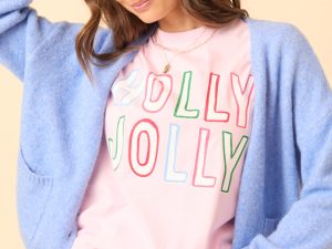 Holly Jolly Light Pink Graphic Tee
