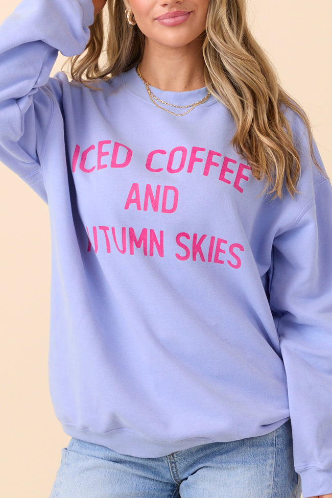 Iced Coffee And Autumn Skies Periwinkle Graphic Sweatshirt - Image 4