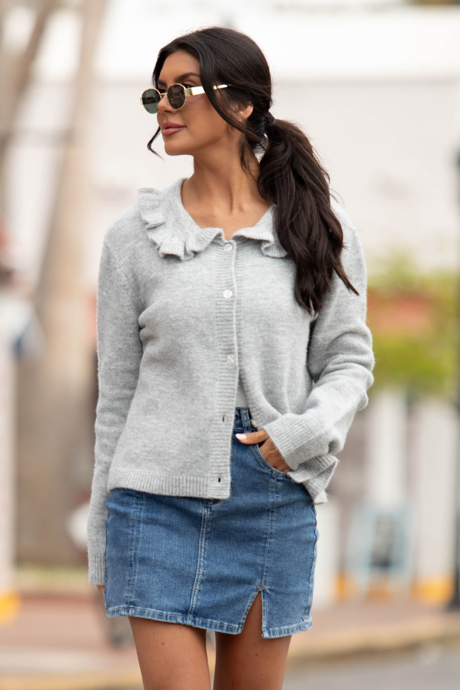 Just A Feeling Grey Collared Cardigan FINAL SALE