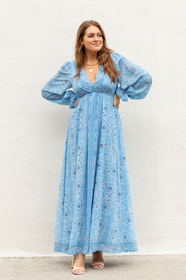 It's On Me Blue Bandana Print Maxi Dress FINAL SALE - Image 7